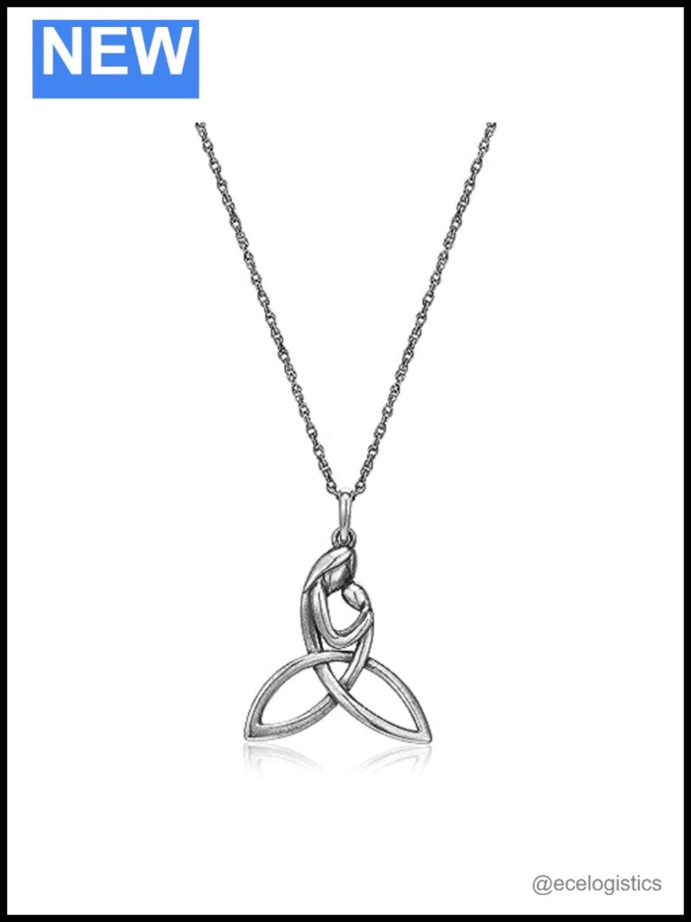 Oxidized .925 Sterling Silver Celtic Knot Mother & Child Pendant Necklace 18in